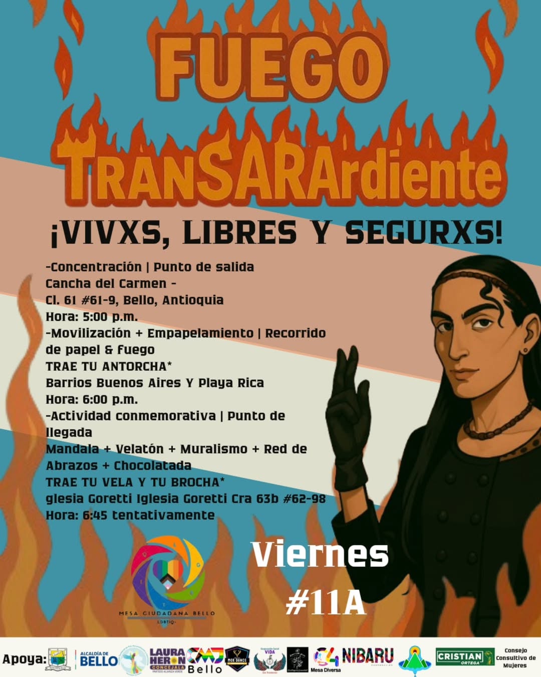 MANIFESTACIÓN 11A Fuego #TranSARAdiente
